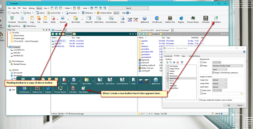 Floating Toolbars basic newbie question Help & Support Directory