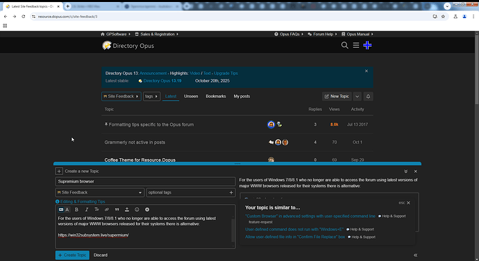 Supermium and DOpus forum