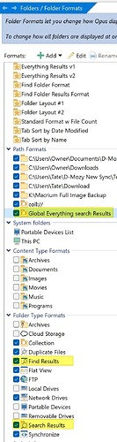 Preferences Folder Formats