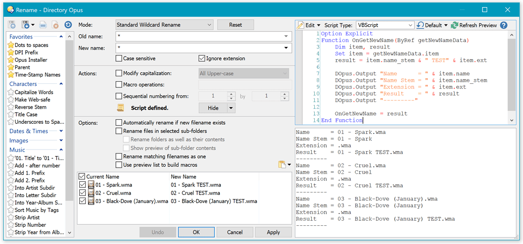 Rename scripts in JScript, VBScript and PerlScript - Rename Presets ...