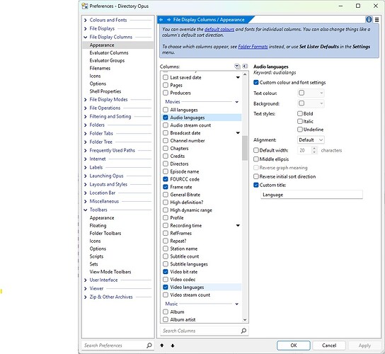 Opus Config. Screenshot
