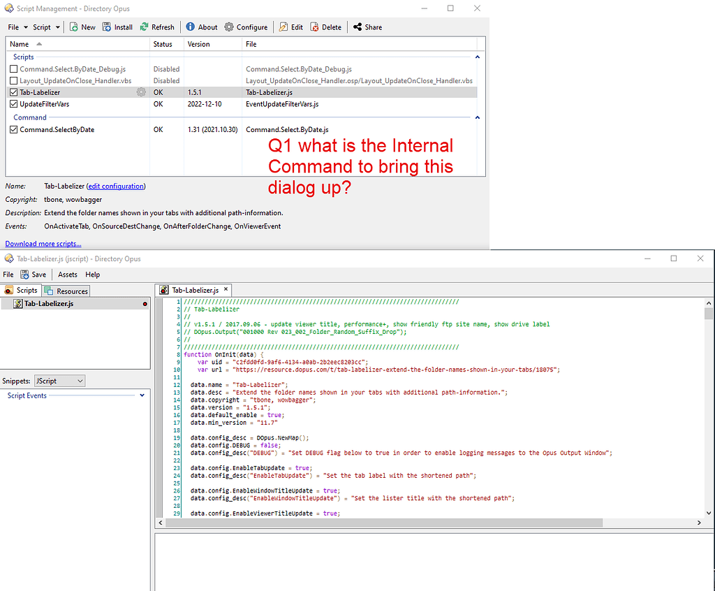 Bring Script Internal Command to bring up Script Management Dialog - Help & Support ...