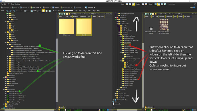 Dopus Vertical List right side folders list moving up and down.