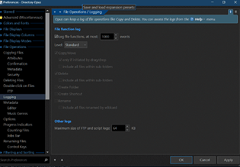 Dopus Log options