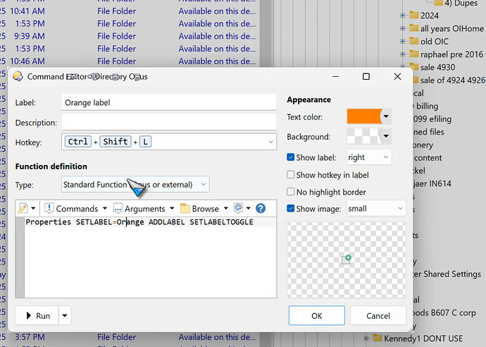 more setlabel orange not working