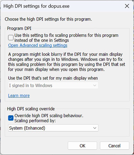 High DPI Scaling Setting