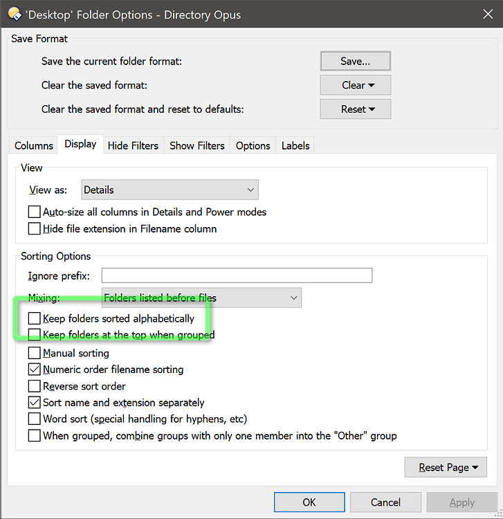 set folder view to list default
