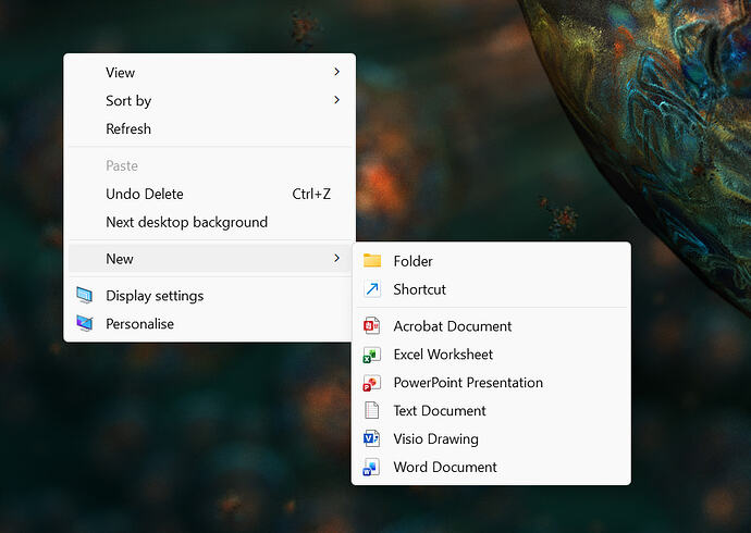 Explorer New Context Menu
