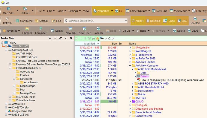 Path missing C Drive file display pane
