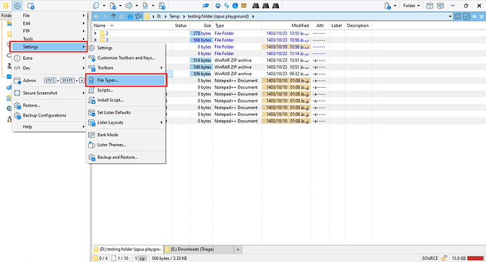 Open filetypes from  Settings > FileTypes