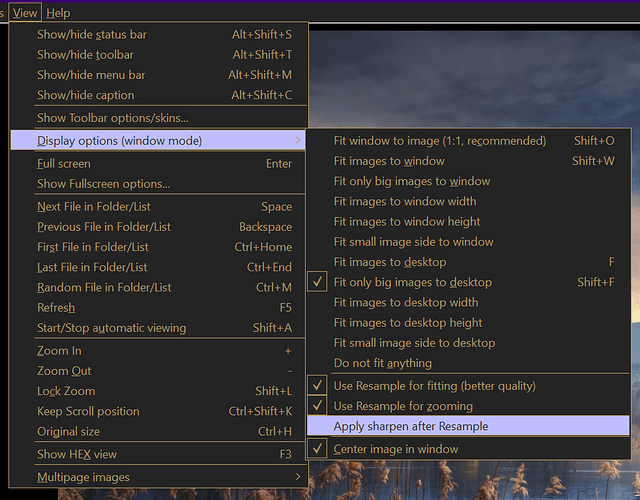 DISABLED AUTO SHARPENING IN IRFANVIEW