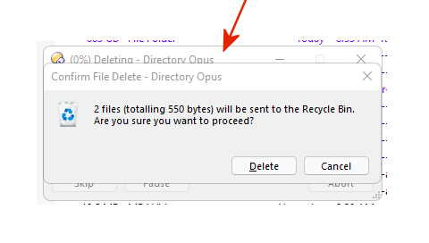 Directory Opus File Delete Background Window