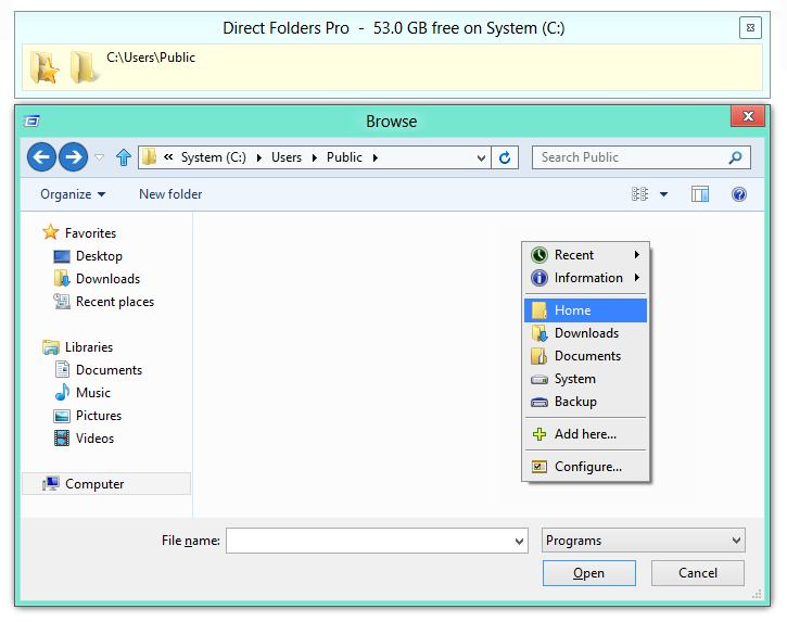 Открой историю файлов. Direct folders Pro. Диалог сохранения файла. Обычные файлы. Direct folders 4.1.2.